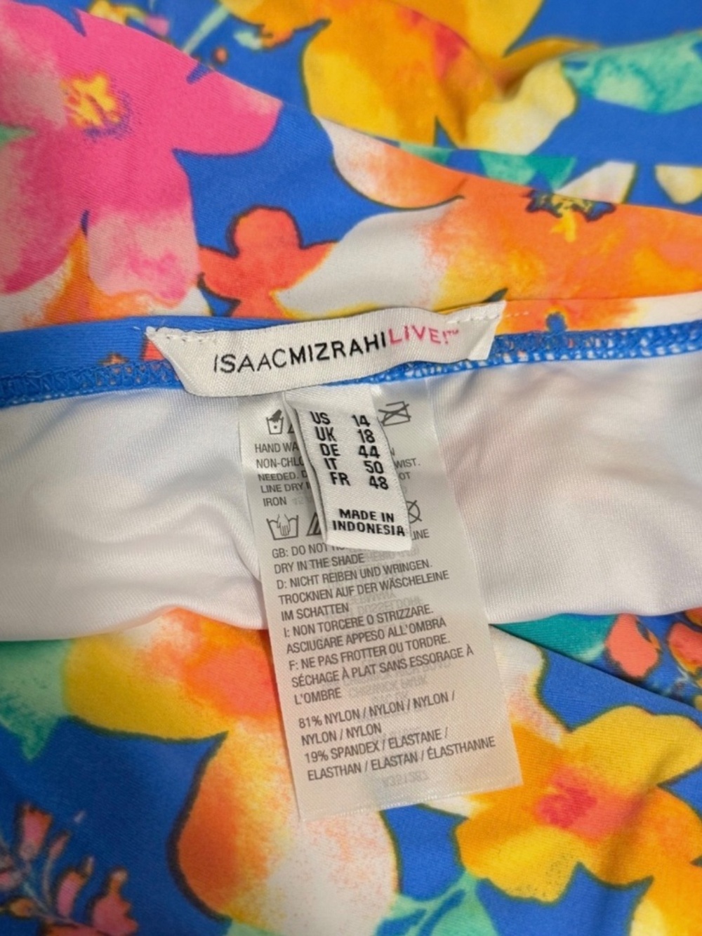 Isaac Mizrahi Cornflower Blue Tropical Floral 2 piece Tankini & Skirt 14 NWOT - Picture 3 of 7